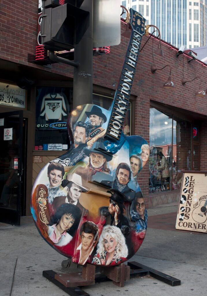 Guitar Sign on in front of Legends Corner Bar on Broad Street in Nashville, Tennessee